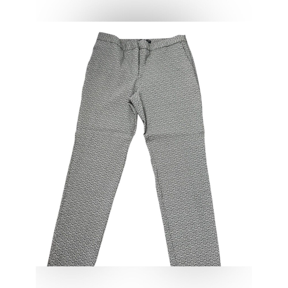 Mario Serrani Gray Navy Pattern Straight Leg Pants Career Workwear Size 6